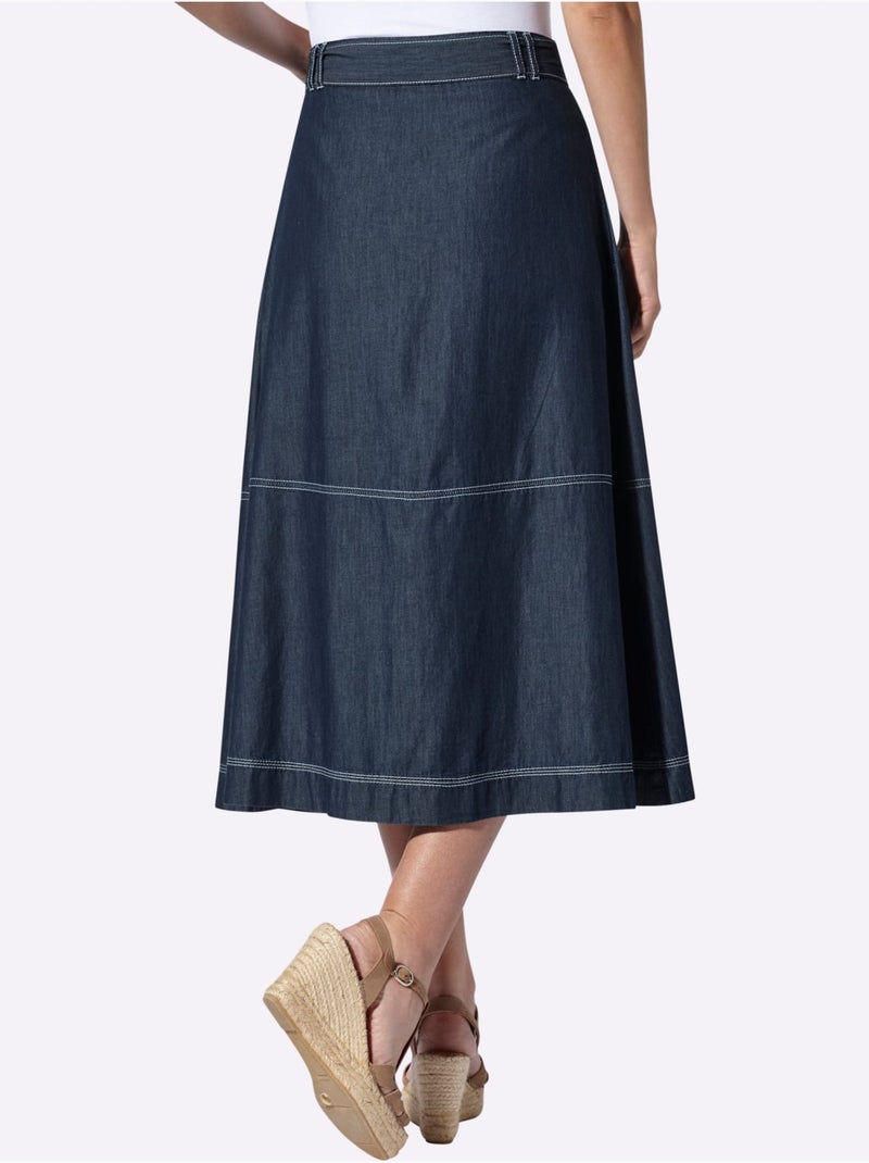 Jupe En Jean Qualité Douce Et Fluide - Taille Standard - Helline Bleu jean - Kiabi