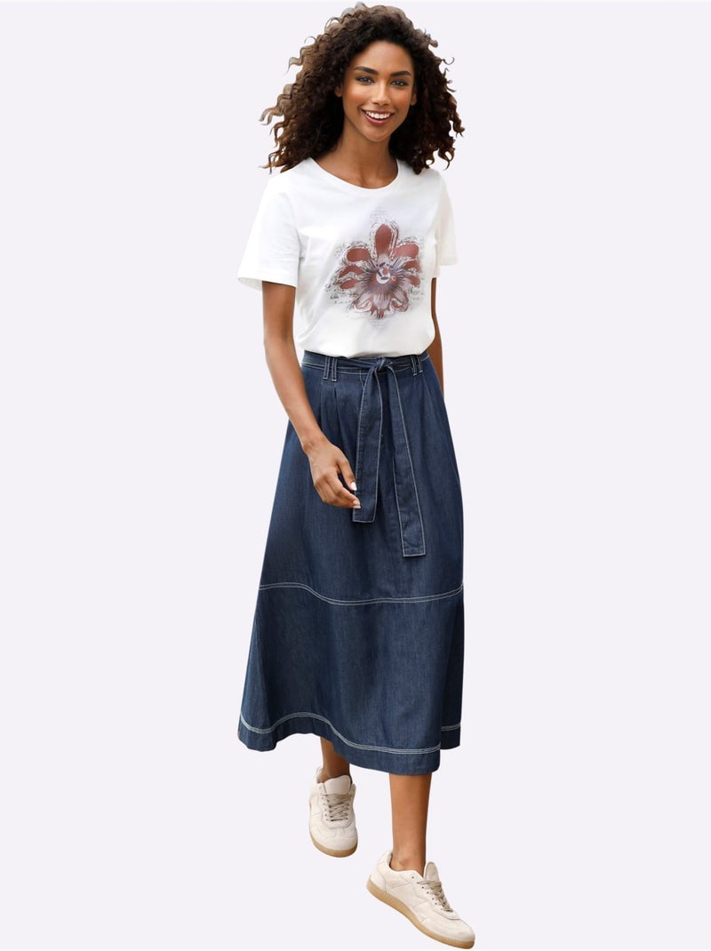 Jupe En Jean Qualité Douce Et Fluide - Taille Standard - Helline Bleu jean - Kiabi