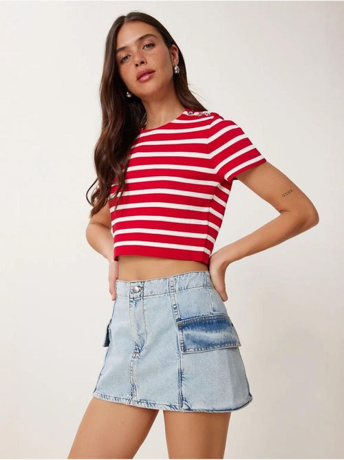 Jupe en jean taille haute à boutons, istanbul - Kiabi Jupe en jean taille haute à boutons, istanbul - Kiabi