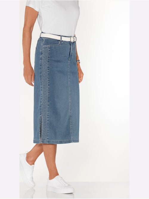 Jupe en jeans avec ceinture et empiècements en dentelle - Taille courte - Witt - Kiabi