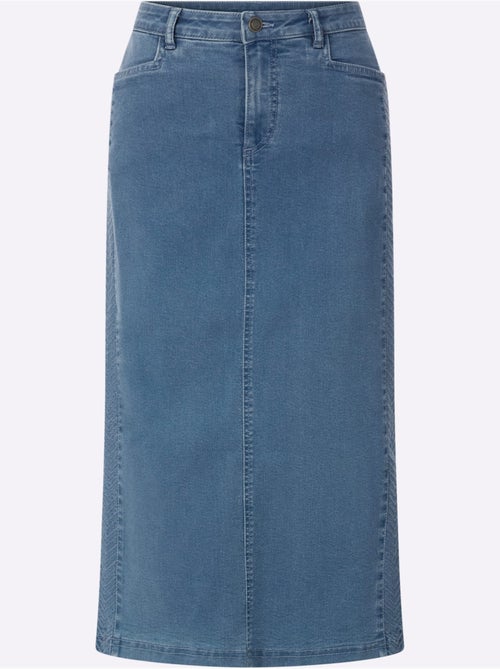 Jupe en jeans avec ceinture et empiècements en dentelle - Taille courte - Witt - Kiabi