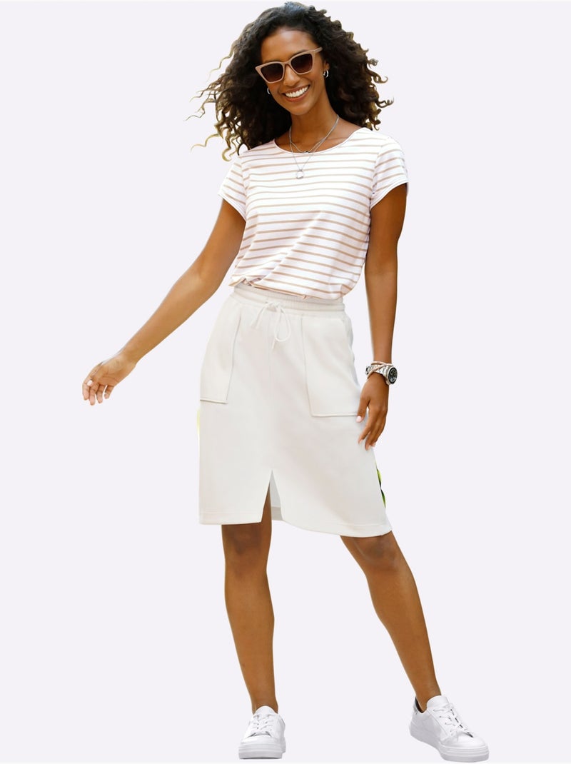 Jupe En Jersey 55% Viscose - Taille Standard - Helline Ivoire - Kiabi
