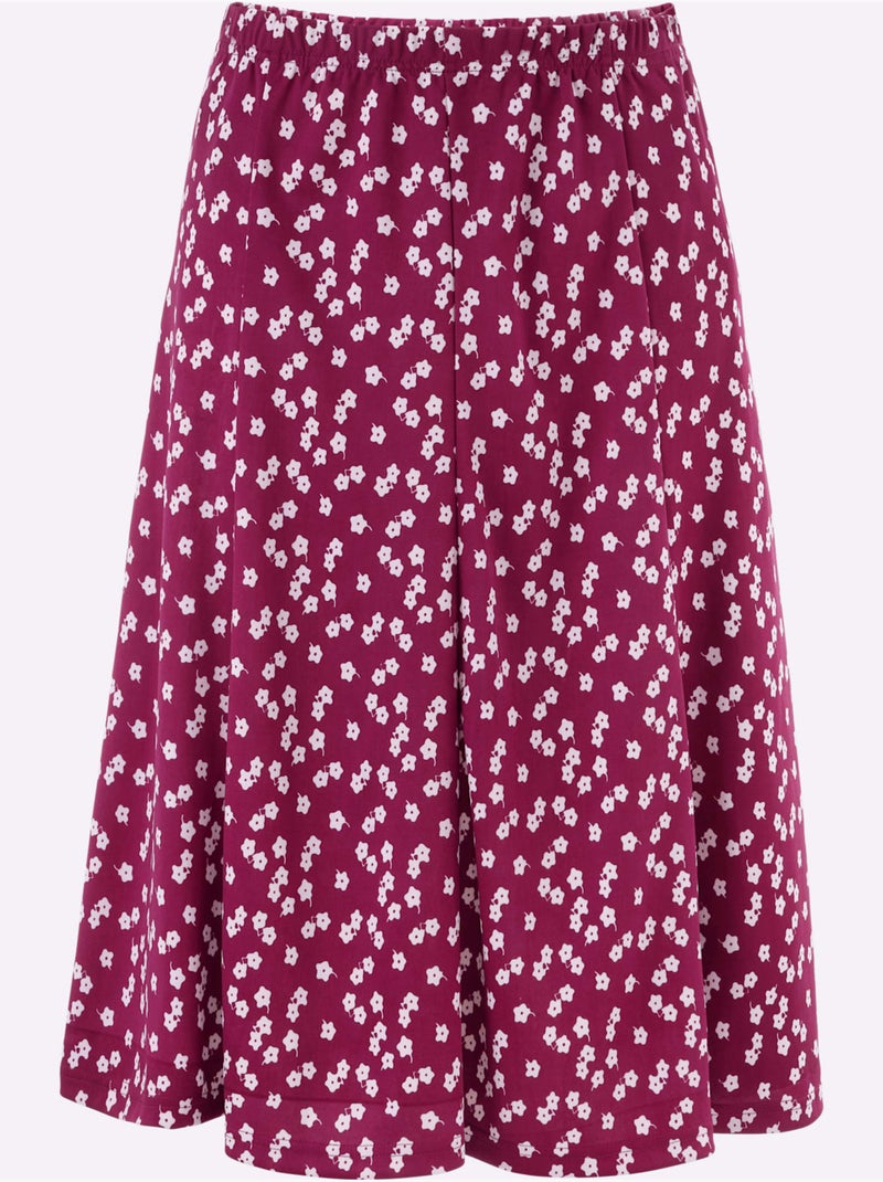 Jupe en jersey à panneaux et ceinture élastique avec imprimé floral - Taille standard - Moda Vilona Bordeaux - Kiabi