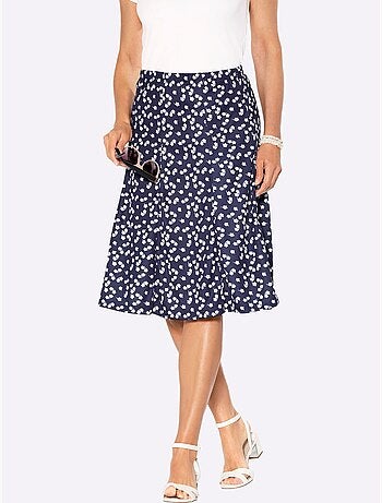 Jupe en jersey à panneaux et ceinture élastique avec imprimé floral - taille standard - moda vilona