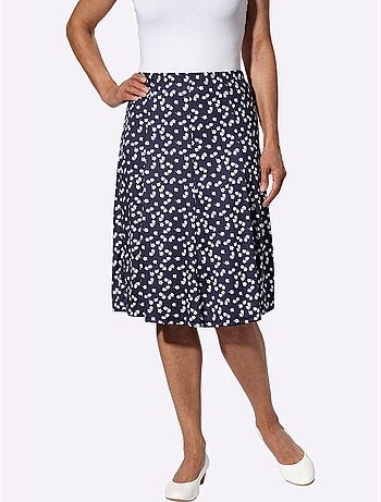 Jupe en jersey à panneaux et ceinture élastique avec imprimé floral - taille standard - moda vilona