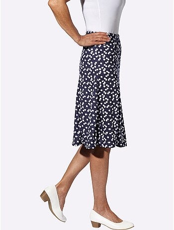 Jupe en jersey à panneaux et ceinture élastique avec imprimé floral - taille standard - moda vilona