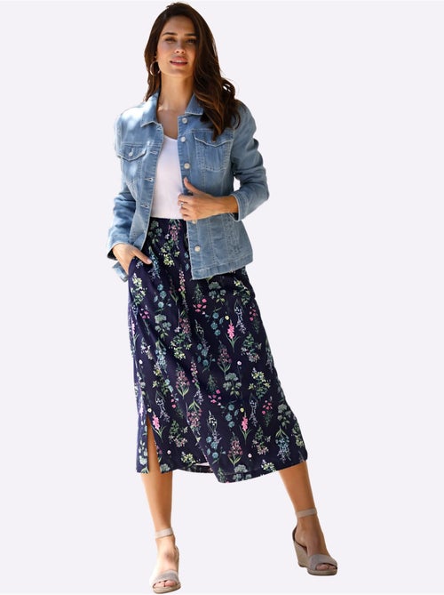 Jupe en jersey ample avec ceinture élastique et motif floral - Taille courte - Moda Vilona - Kiabi