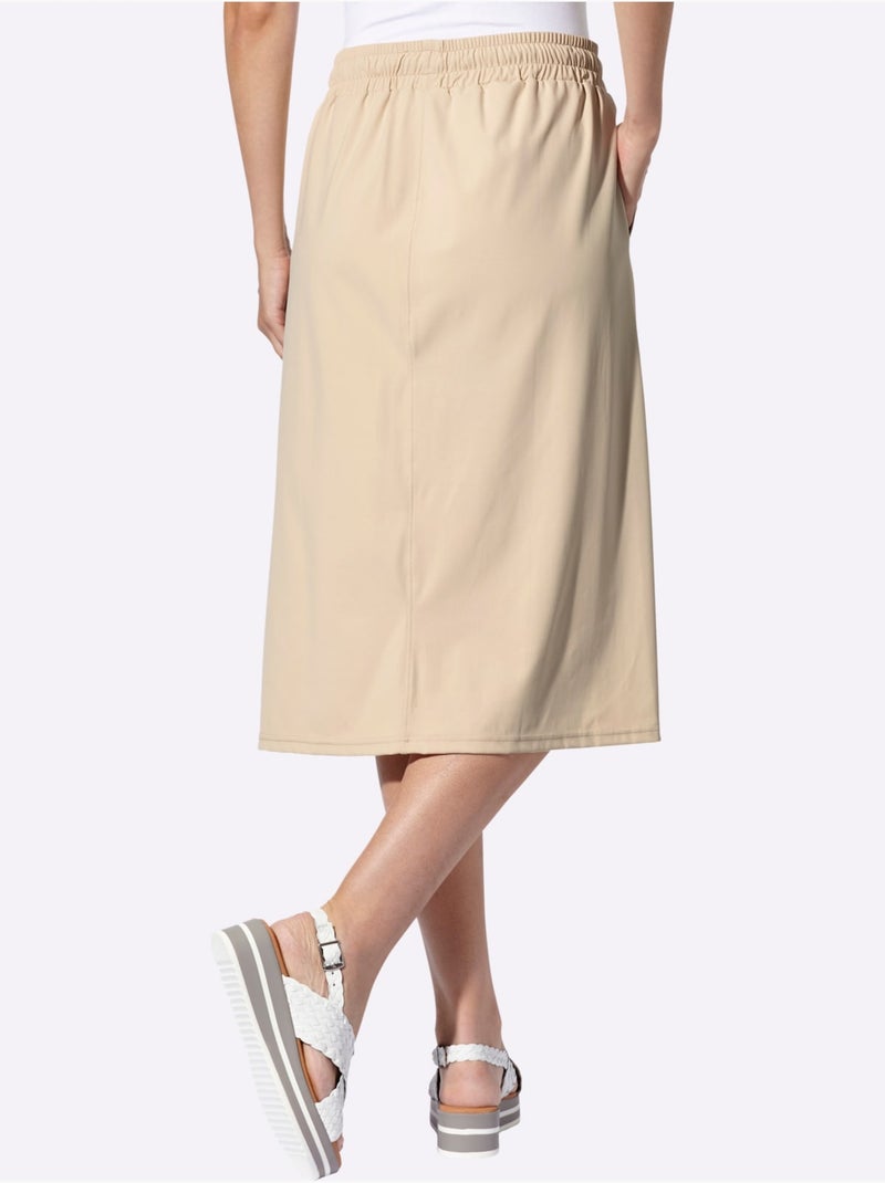 Jupe En Jersey Ceinture élastique, Coulisse Et Lien à Nouer - Taille Standard - Helline Sable - Kiabi