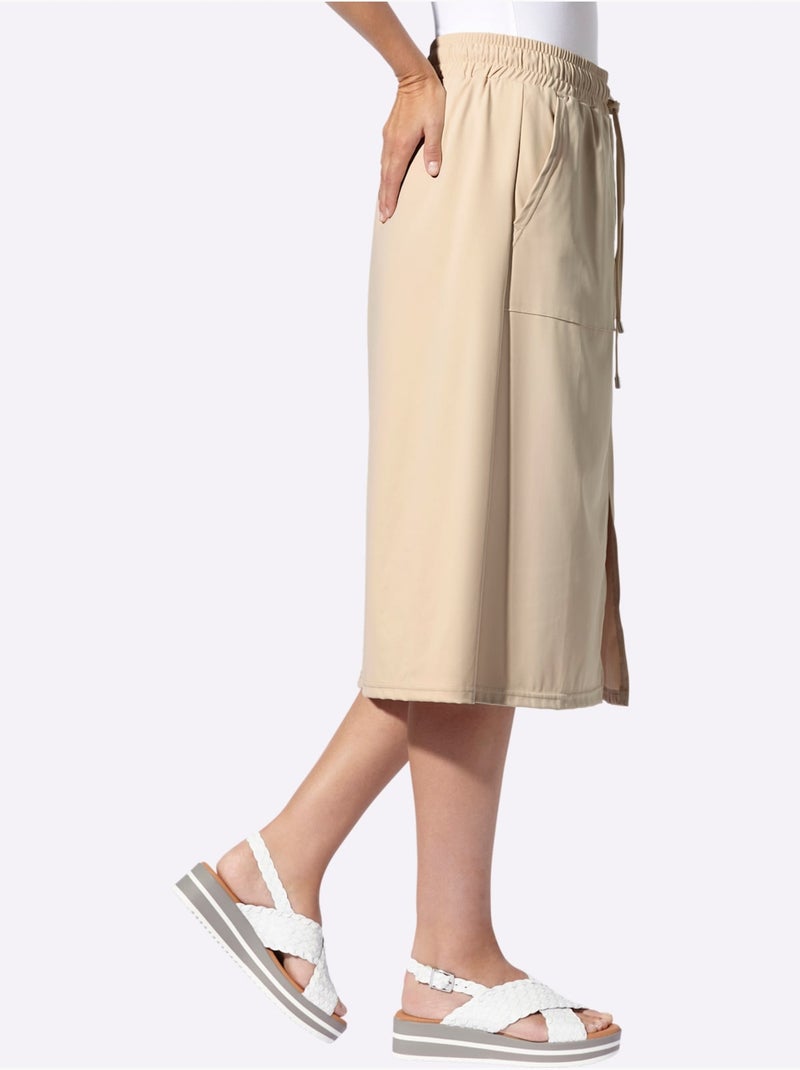 Jupe En Jersey Ceinture élastique, Coulisse Et Lien à Nouer - Taille Standard - Helline Sable - Kiabi