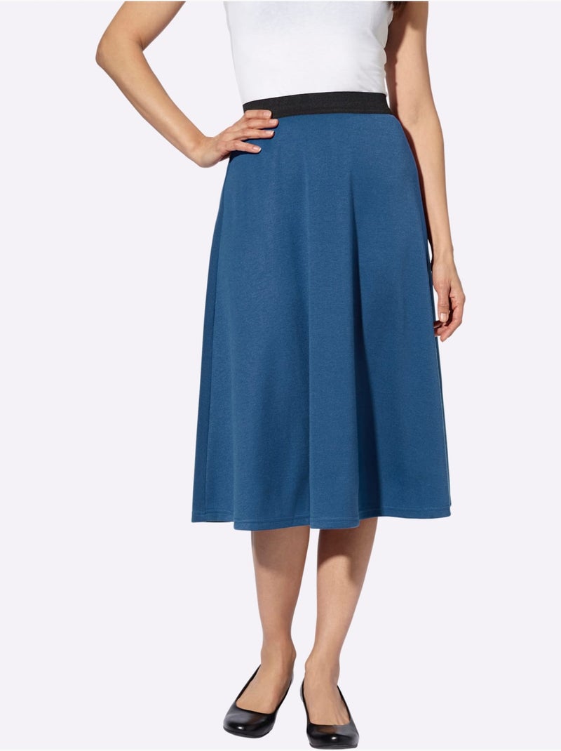 Jupe En Jersey Jersey Fin - Taille Courte - Witt Bleu jean - Kiabi
