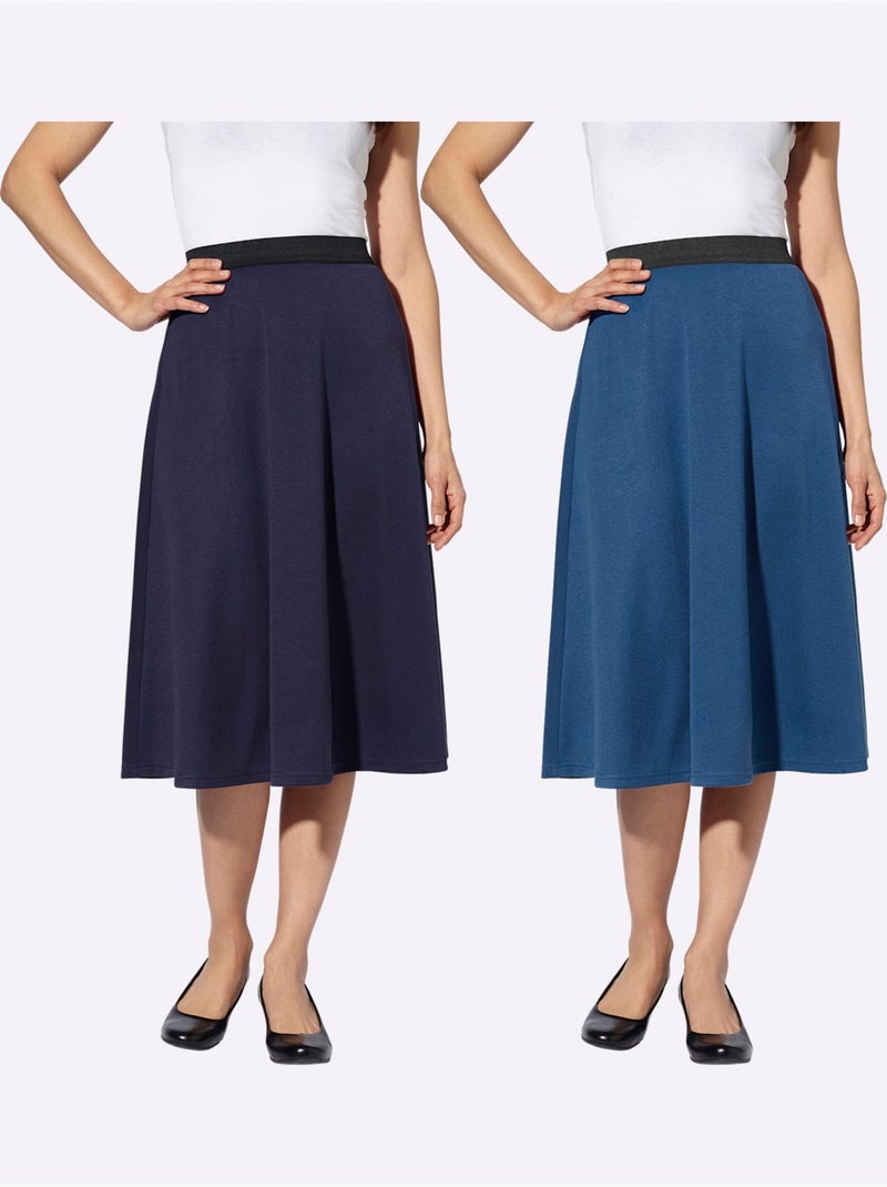 Jupe En Jersey Jersey Fin - Taille Courte - Witt Bleu jean - Kiabi