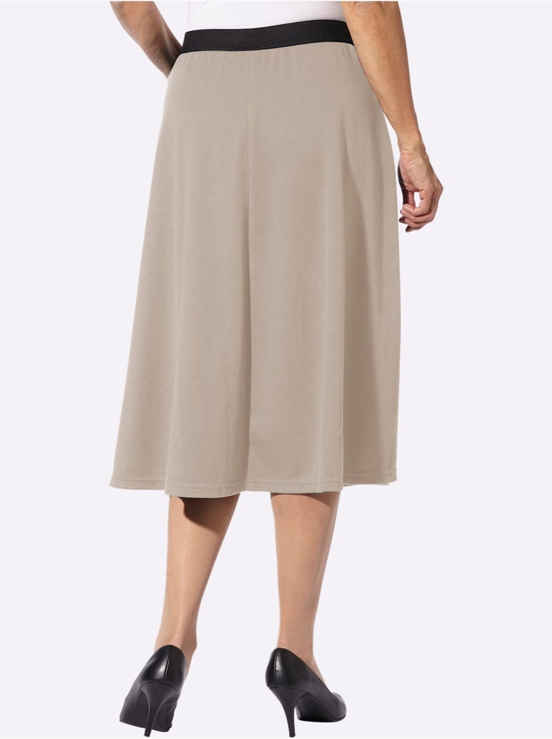 Jupe En Jersey Jersey Fin - Taille Courte - Witt Taupe - Kiabi