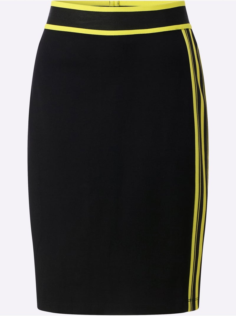 Jupe En Jersey Rayures Contrastées - Taille Standard - helline Noir - Kiabi