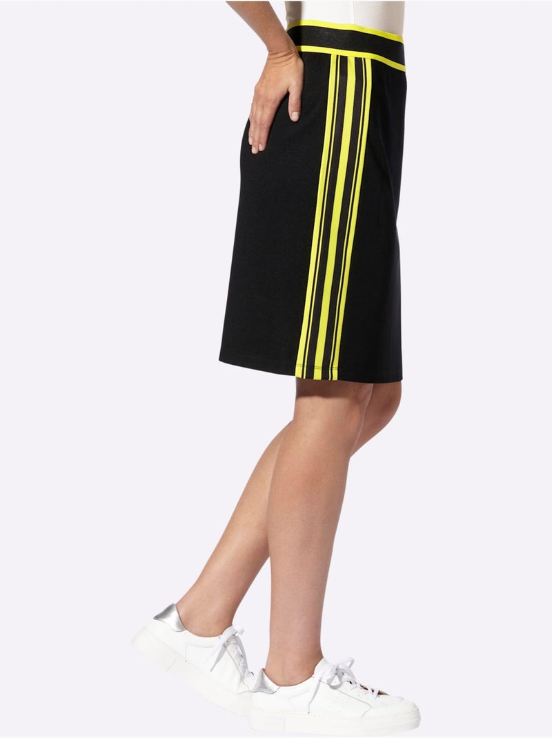 Jupe En Jersey Rayures Contrastées - Taille Standard - helline Noir - Kiabi