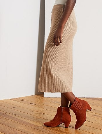 Jupe en maille côtelée - Kiabi