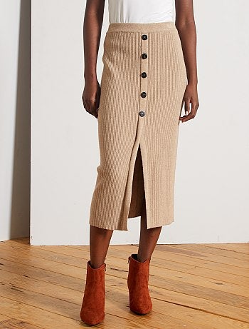 Jupe en maille côtelée - Kiabi