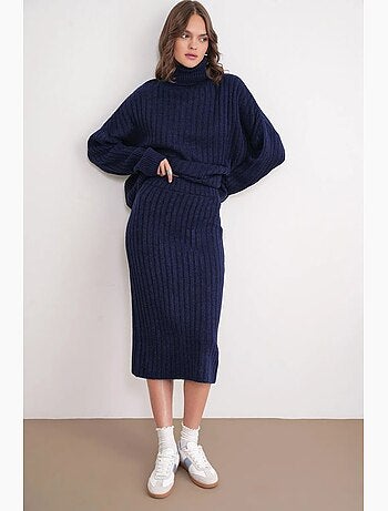 Jupe en maille côtelée taille haute mixray