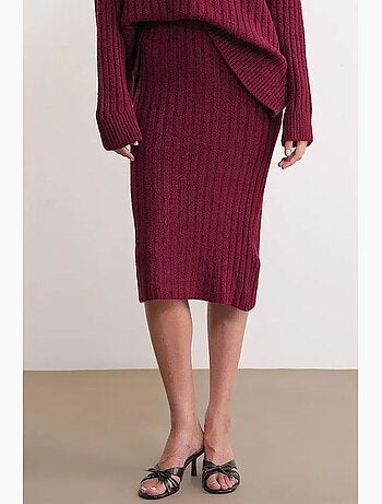 Jupe en maille côtelée taille haute mixray