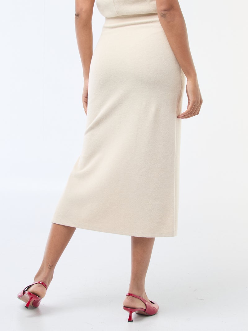 Jupe en maille doudou effet drapé Beige - Kiabi