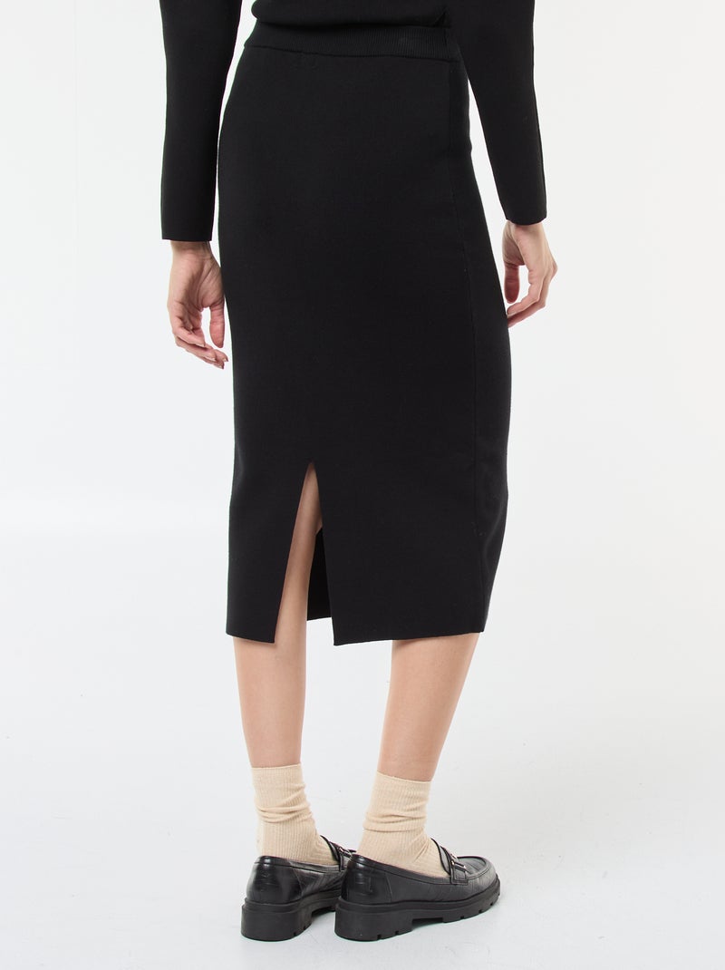 Jupe en maille ottoman unie Noir - Kiabi