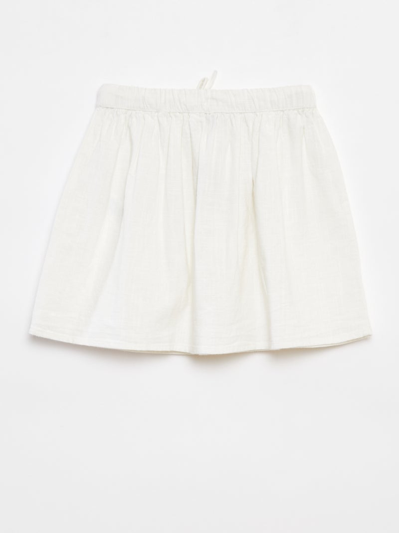 Jupe en matière légère avec 2 poches plaquées avec broderies Blanc - Kiabi