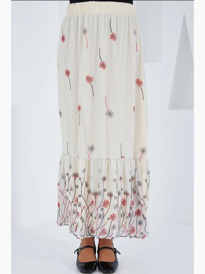 Jupe en mousseline à motifs bleu marine bdart Beige argile - Kiabi
