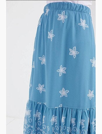 Jupe en mousseline à motifs bleu marine bdart