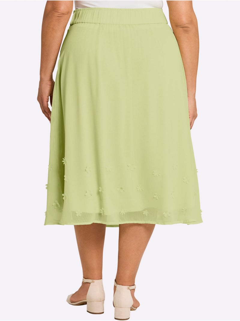 Jupe En Mousseline Applications Florales - Taille Standard - Sheego Vert pistache - Kiabi