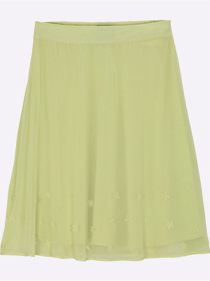 Jupe En Mousseline Applications Florales - Taille Standard - Sheego Vert pistache - Kiabi