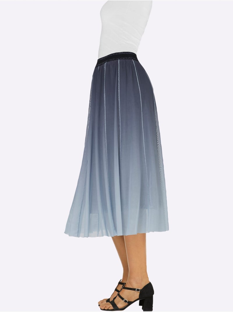 Jupe En Mousseline Ceinture élastique - Taille Standard - Helline Bleu marine - Kiabi