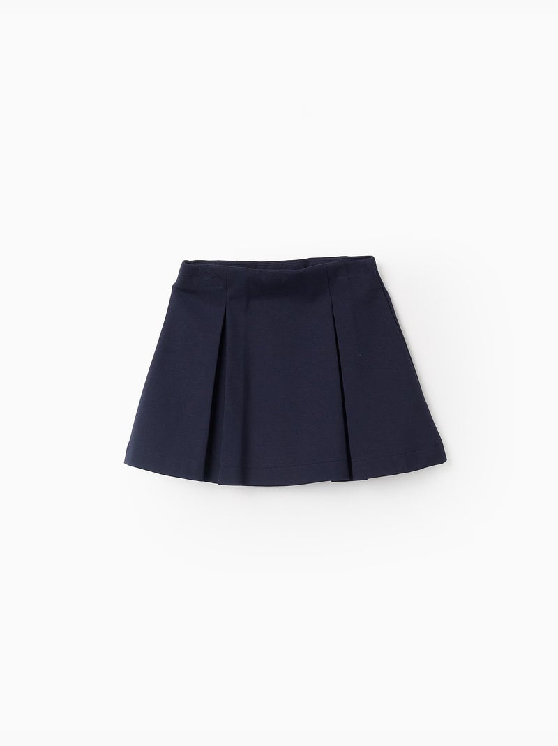 Jupe en Point de Rome avec Plis Bleu foncé - Kiabi