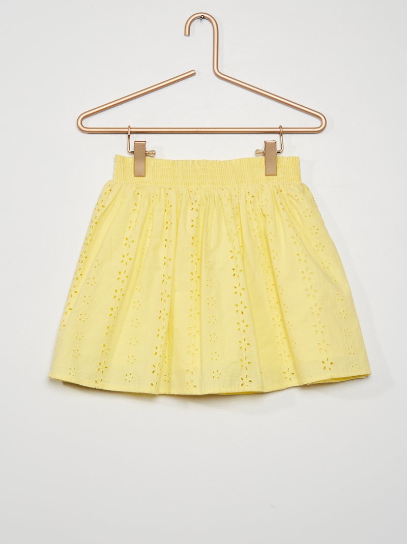 Jupe en popeline avec taille smockée Jaune - Kiabi