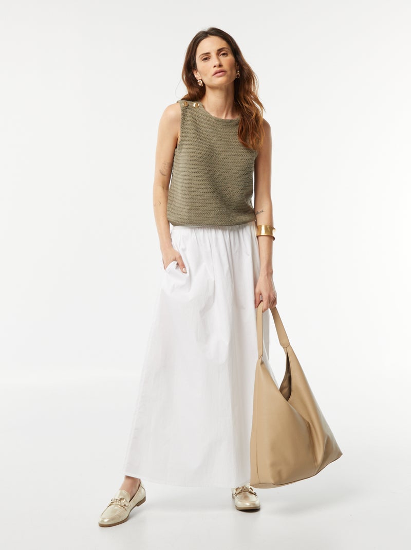 Jupe en popeline large Blanc - Kiabi