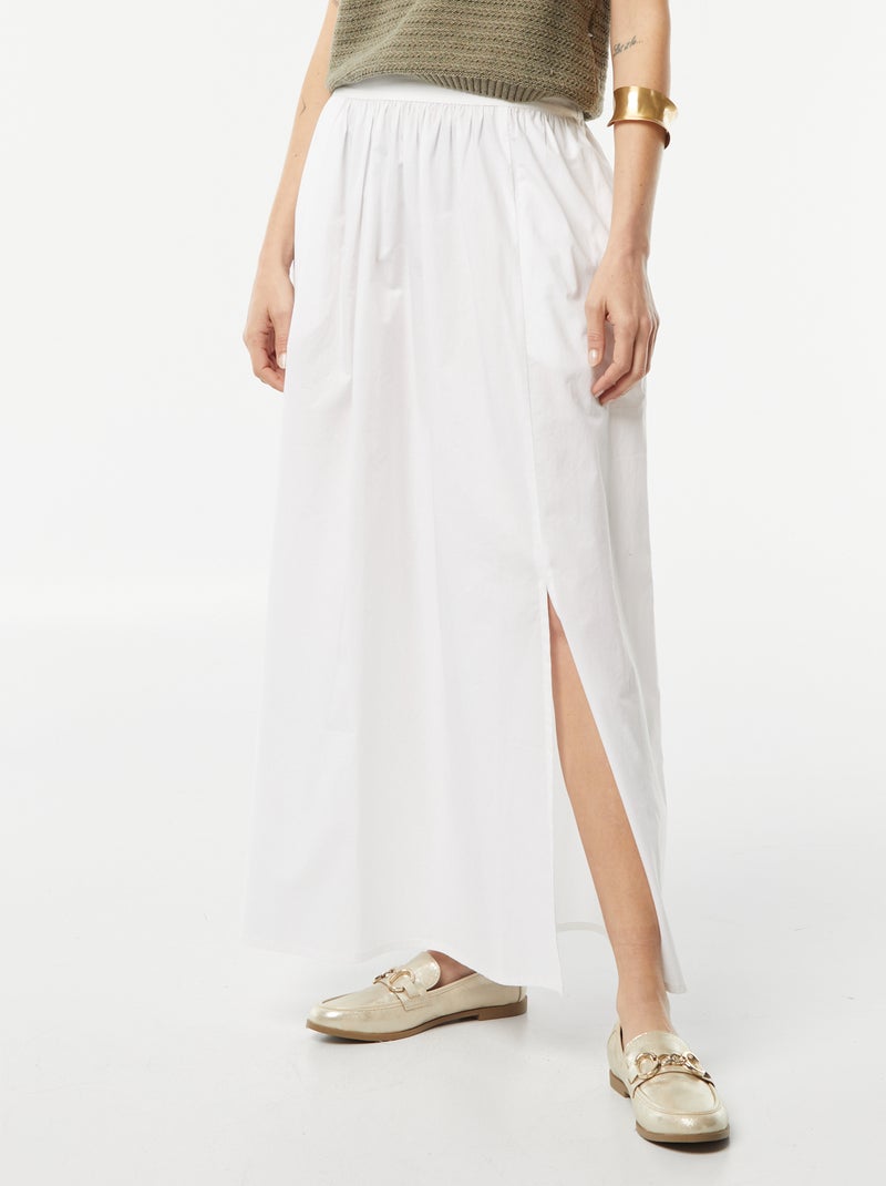Jupe en popeline large Blanc - Kiabi