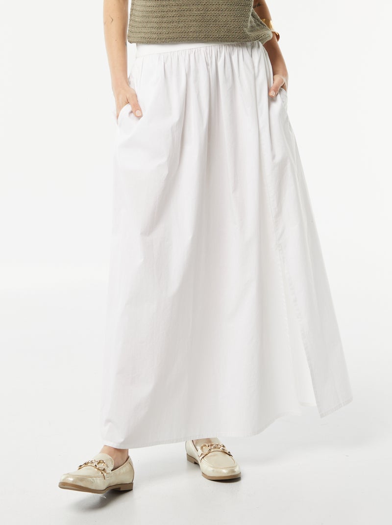 Jupe en popeline large Blanc - Kiabi