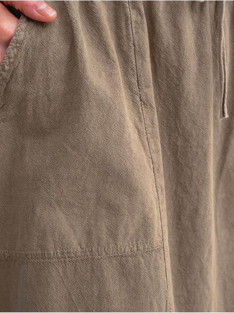 Jupe en popeline taille haute avec fermeture à cordon mixray Beige argile - Kiabi