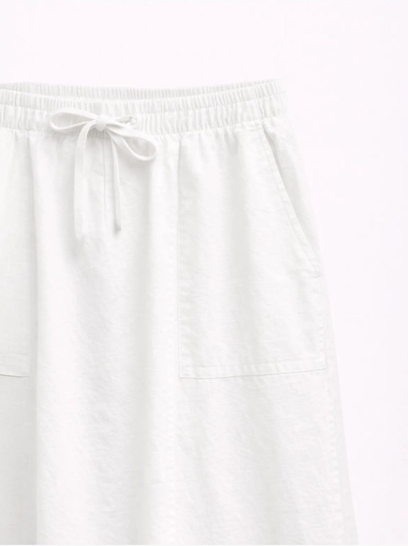 Jupe en popeline taille haute avec fermeture à cordon mixray Blanc - Kiabi