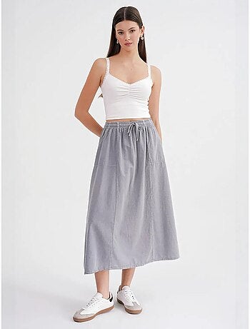 Jupe en popeline taille haute avec fermeture à cordon mixray