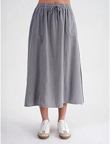 Jupe en popeline taille haute avec fermeture à cordon mixray