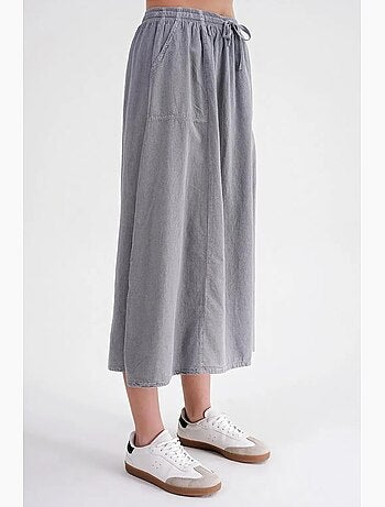 Jupe en popeline taille haute avec fermeture à cordon mixray