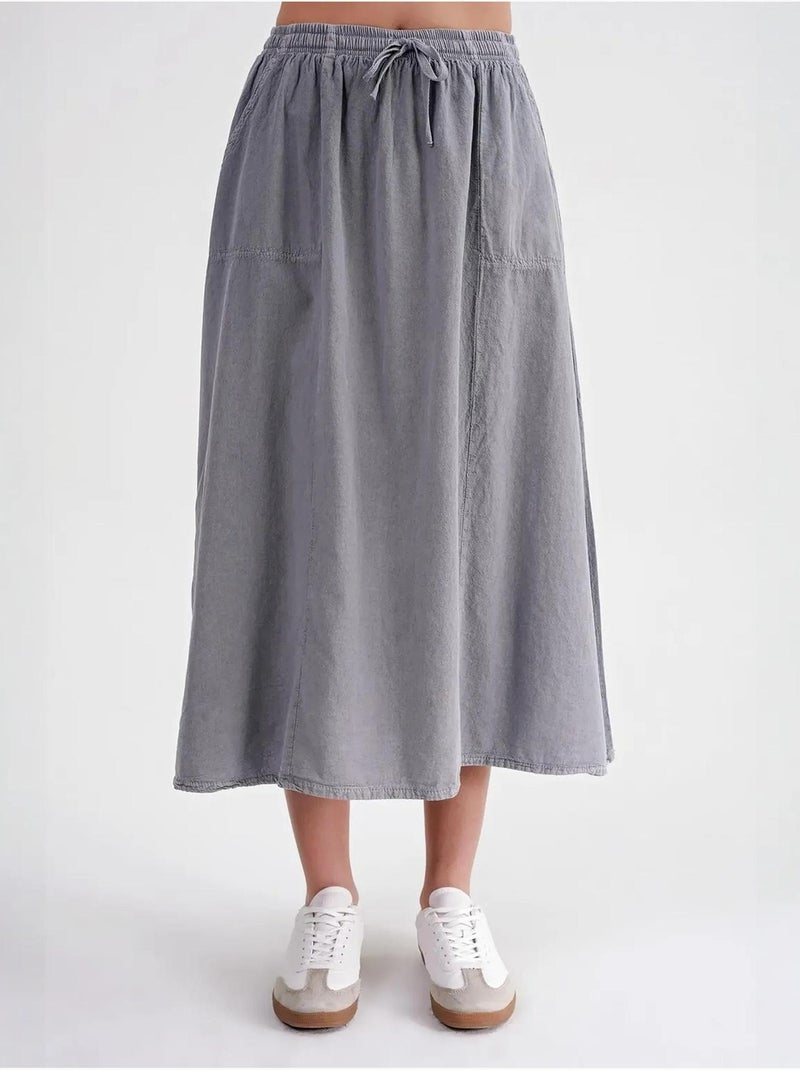 Jupe en popeline taille haute avec fermeture à cordon mixray Gris - Kiabi