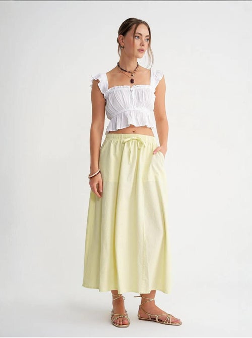 Jupe en popeline taille haute avec fermeture à cordon mixray - Kiabi Jupe en popeline taille haute avec fermeture à cordon mixray - Kiabi