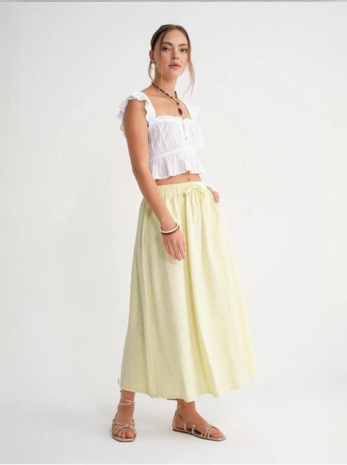 Jupe en popeline taille haute avec fermeture à cordon mixray - Kiabi Jupe en popeline taille haute avec fermeture à cordon mixray - Kiabi