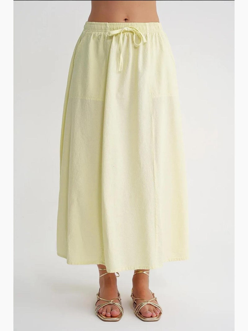 Jupe en popeline taille haute avec fermeture à cordon mixray Jaune citron - Kiabi