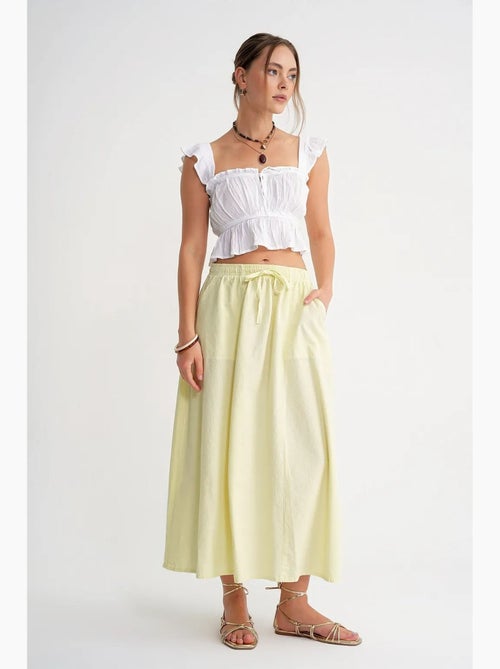 Jupe en popeline taille haute avec fermeture à cordon mixray - Kiabi Jupe en popeline taille haute avec fermeture à cordon mixray - Kiabi