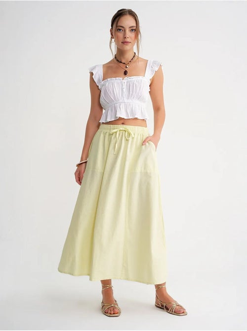 Jupe en popeline taille haute avec fermeture à cordon mixray - Kiabi Jupe en popeline taille haute avec fermeture à cordon mixray - Kiabi