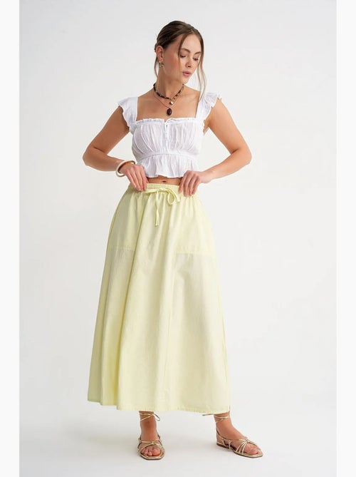 Jupe en popeline taille haute avec fermeture à cordon mixray - Kiabi Jupe en popeline taille haute avec fermeture à cordon mixray - Kiabi