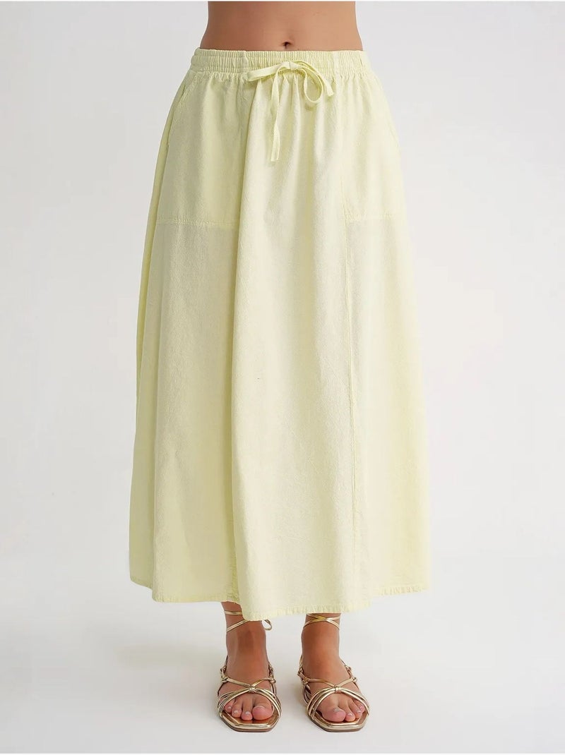 Jupe en popeline taille haute avec fermeture à cordon mixray Jaune fluo - Kiabi