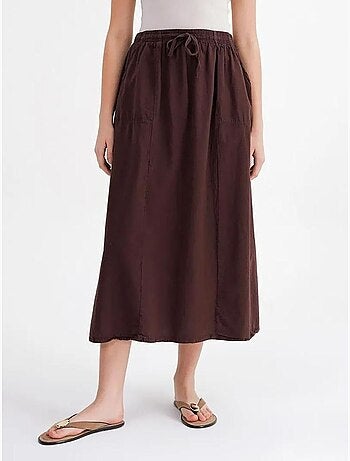 Jupe en popeline taille haute avec fermeture à cordon mixray