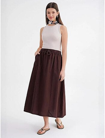 Jupe en popeline taille haute avec fermeture à cordon mixray